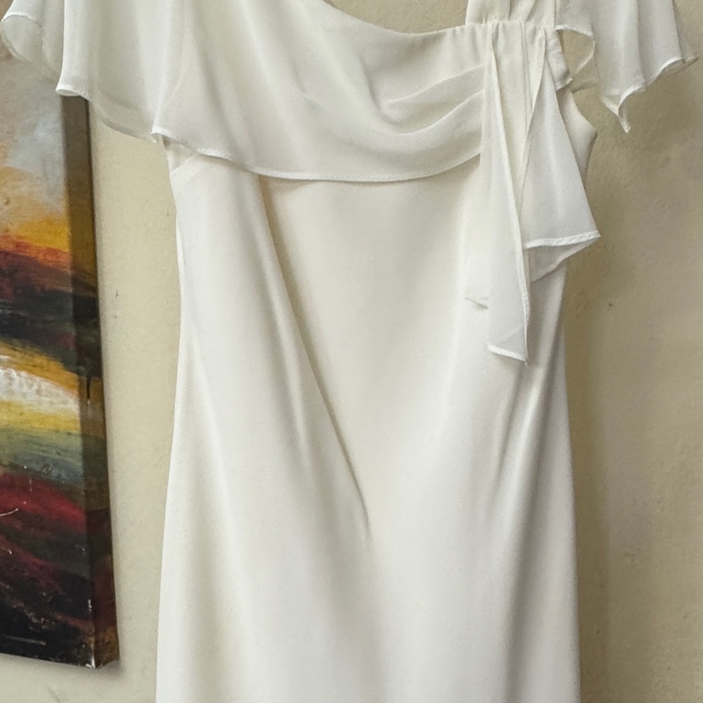Cream Asymmetrical One Shoulder Sundress with Flutter Sleeves
